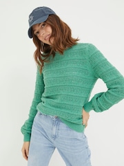 FatFace Green Crew Jumper - Image 1 of 5