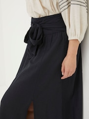 FatFace Sascha Black Midi Skirt With Linen - Image 4 of 5
