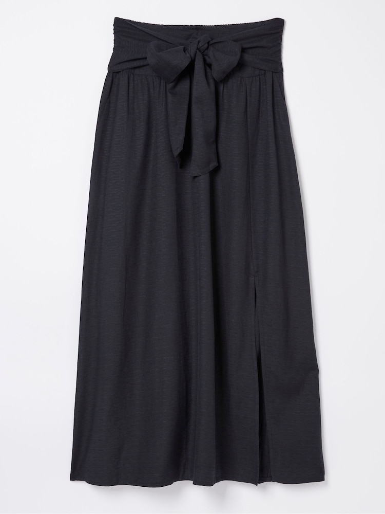 FatFace Sascha Black Midi Skirt With Linen - Image 5 of 5