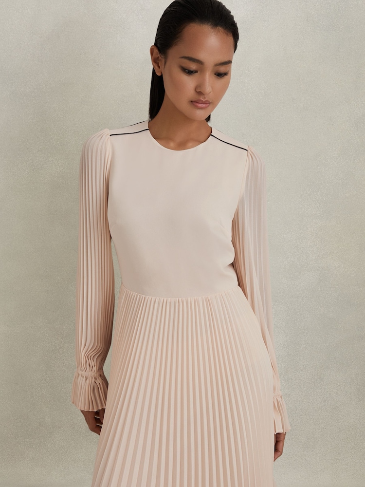 Плиссированное платье миди с поясом Reiss Priya - Изображение 1 из 6