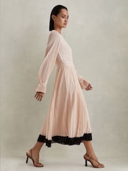 Плиссированное платье миди с поясом Reiss Priya - Изображение 3 из 6