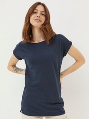 FatFace Ivy Organic Cotton Navy Blue T-Shirt - Image 1 of 4
