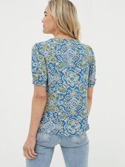 FatFace Blue Savannah Aztec Texture Blouse - Image 2 of 5