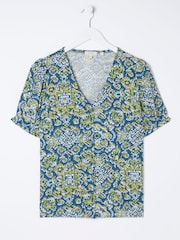 FatFace Blue Savannah Aztec Texture Blouse - Image 5 of 5