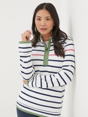 FatFace Airlie White Breton Stripe Sweatshirt - Image 1 of 6