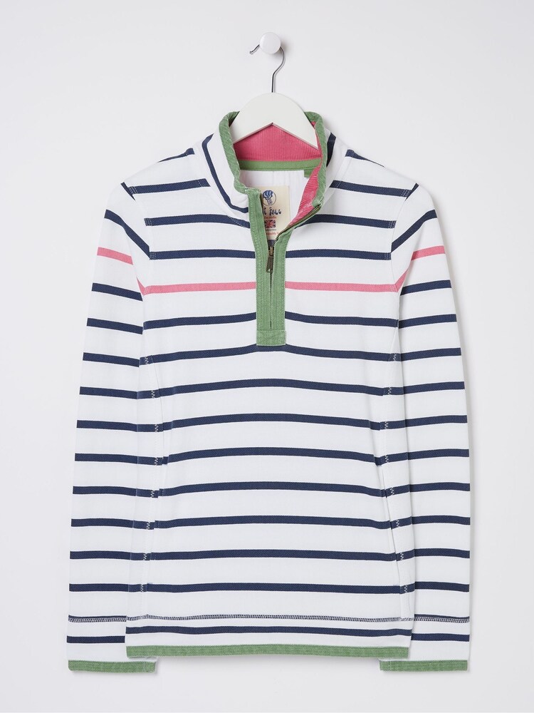 FatFace Airlie White Breton Stripe Sweatshirt - Image 6 of 6