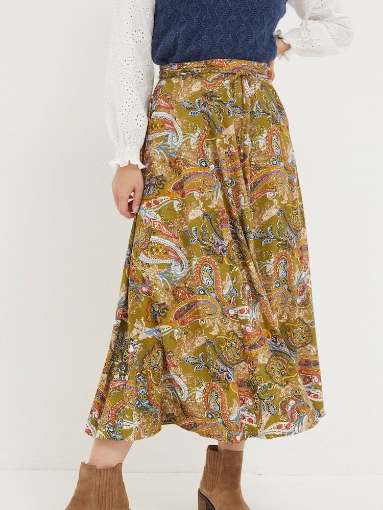 FatFace Amelie Green Prairie Paisley Midi Skirt - Image 2 of 6