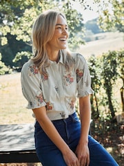 FatFace Natural Embroidered Shirt - Image 1 of 6