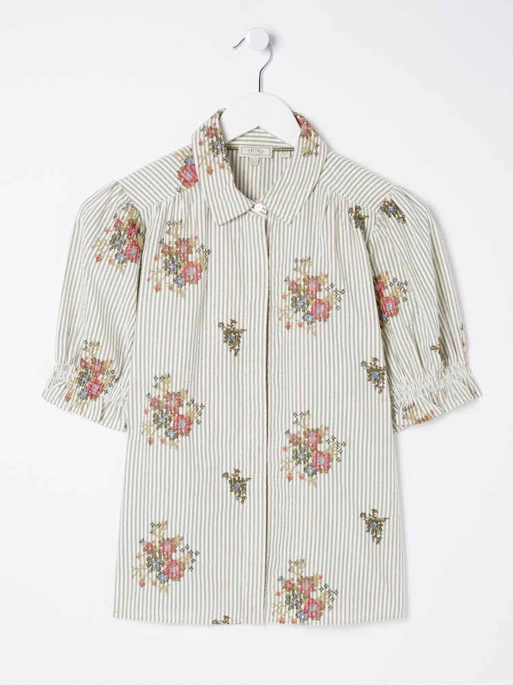 FatFace Natural Embroidered Shirt - Image 6 of 6