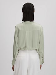 Reiss Green Irina Silk Button-Through Shirt - Image 5 of 6