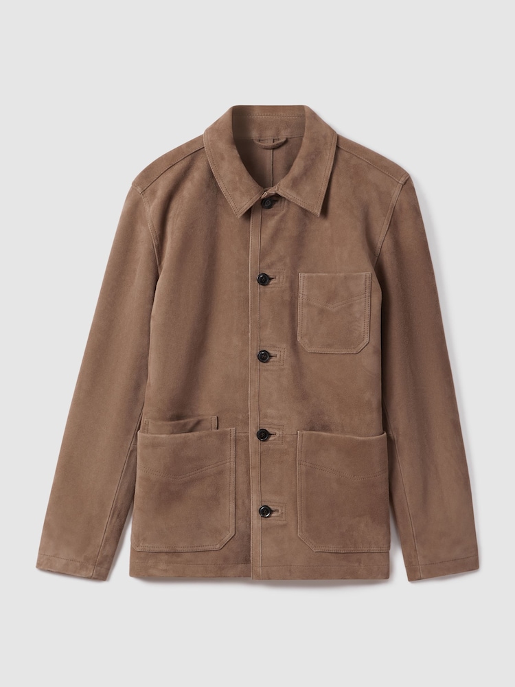 Reiss Mocha Roma Suede Button-Through Jacket - Image 2 of 6