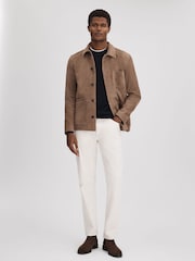 Reiss Mocha Roma Suede Button-Through Jacket - Image 3 of 6