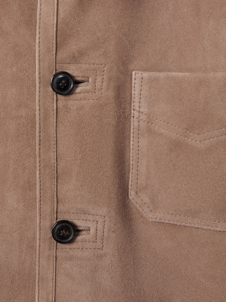 Reiss Mocha Roma Suede Button-Through Jacket - Image 6 of 6
