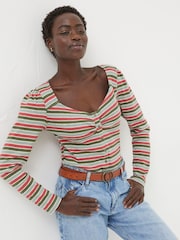 FatFace Green Stripe Top - Image 1 of 5