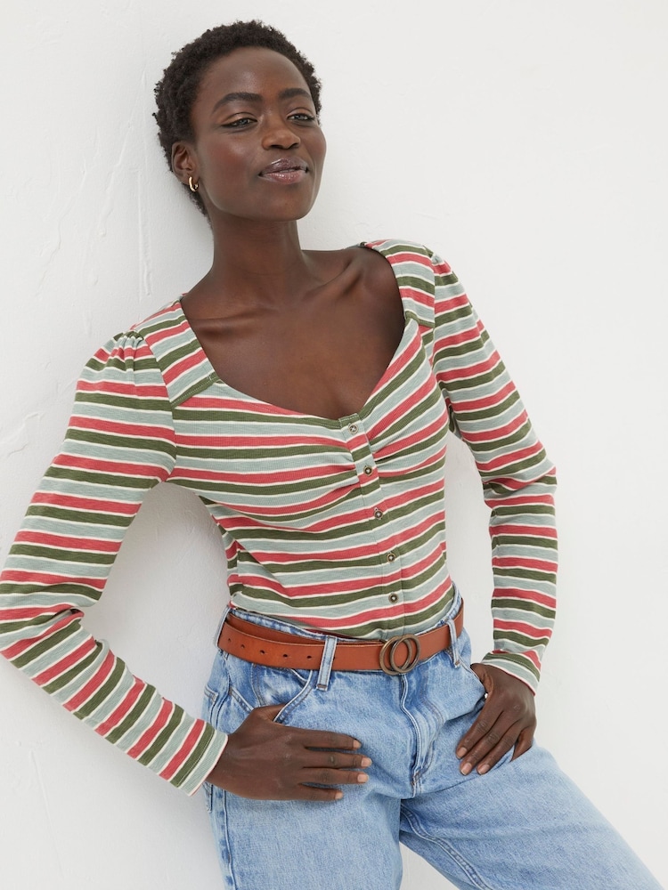 FatFace Green Stripe Top - Image 1 of 5