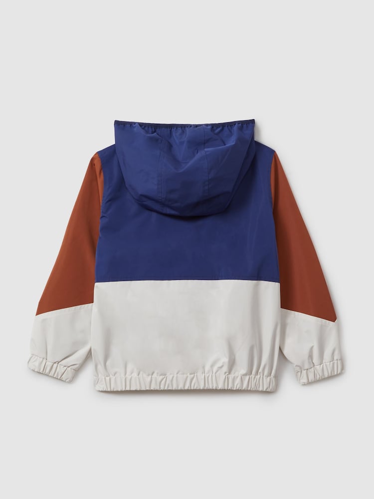 Reiss Stone/Blue/Tobacco Bates 3-9 yrs Colourblock Hooded Mac - Image 2 of 3