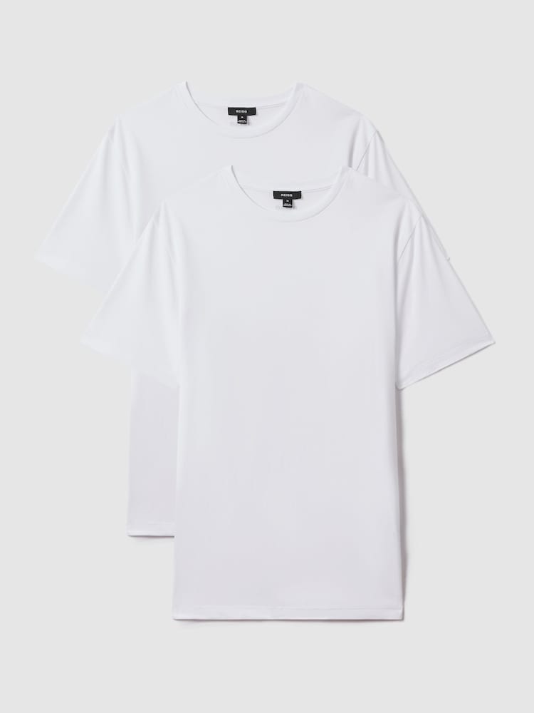 Reiss White Mikan Pack of Two Crew-Neck T-Shirts - Image 1 of 4
