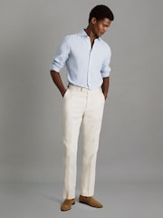 Reiss Light Blue Ruban Linen Button-Through Shirt - Image 3 of 6