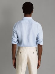 Reiss Light Blue Ruban Linen Button-Through Shirt - Image 5 of 6