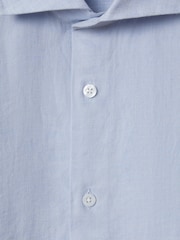 Reiss Light Blue Ruban Linen Button-Through Shirt - Image 6 of 6