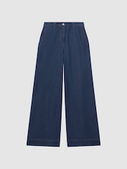 Reiss Dark Blue Olivia Petite Wide Leg Contrast Stitch Jeans - Image 2 of 6