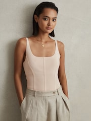 Reiss Nude Verity Ribbed Seam Detail Vest - Image 1 of 6