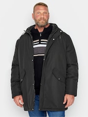 BadRhino Big & Tall Black Long Parka Jacket - Image 1 of 5
