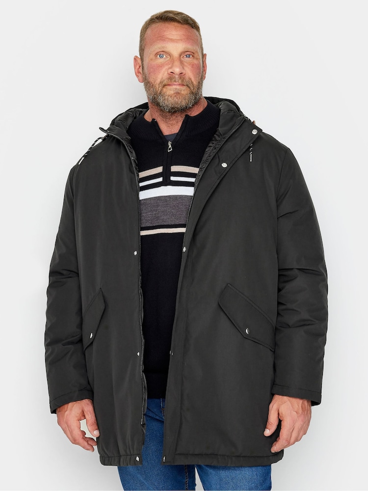 BadRhino Big & Tall Black Long Parka Jacket - Image 1 of 5