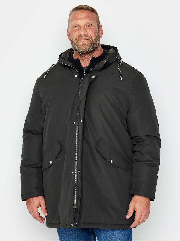 BadRhino Big & Tall Black Long Parka Jacket - Image 2 of 5