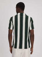 Reiss Green/White Alton Slim Fit Ribbed Cuban Collar Shirt - Image 5 of 6
