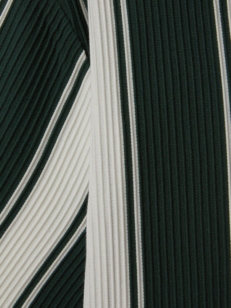 Reiss Green/White Alton Slim Fit Ribbed Cuban Collar Shirt - Image 6 of 6