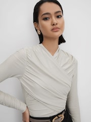 Reiss Mint Mara Wrap Front Top - Image 1 of 7