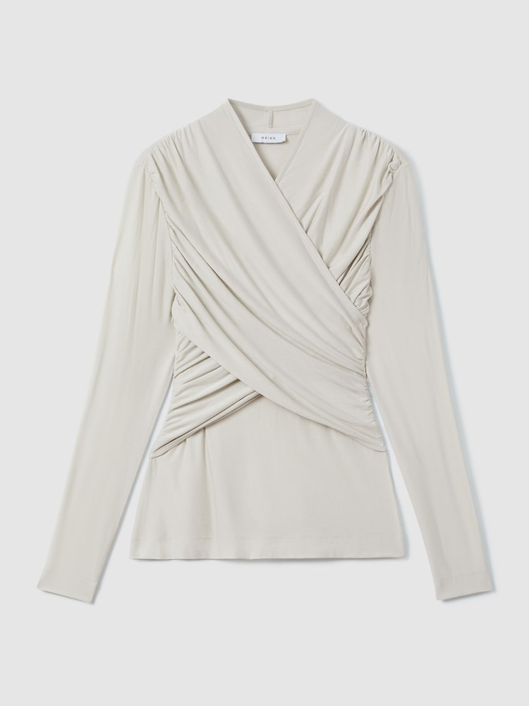 Reiss Mint Mara Wrap Front Top - Image 2 of 7