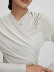 Reiss Mint Mara Wrap Front Top - Image 4 of 7