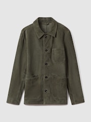 Reiss Moss Green Roma Suede Button-Through Jacket - Image 2 of 7