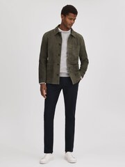 Reiss Moss Green Roma Suede Button-Through Jacket - Image 3 of 7
