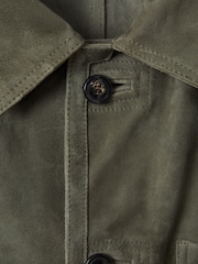 Reiss Moss Green Roma Suede Button-Through Jacket - Image 7 of 7