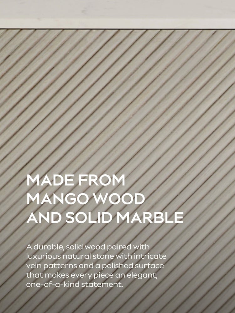 Light Grey Valencia Marble and Mango Wood 3 Drawer Slim Bedside Table - Image 11 of 11 Light Grey Valencia Marble and Mango Wood 3 Drawer Slim Bedside Table - Image 11 of 11