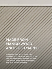 Light Grey Valencia Marble and Mango Wood 3 Drawer Slim Bedside Table - Image 12 of 12