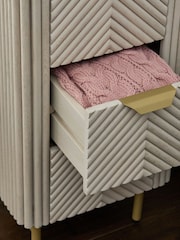 Light Grey Valencia Marble and Mango Wood 3 Drawer Slim Bedside Table - Image 4 of 7