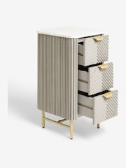 Light Grey Valencia Marble and Mango Wood 3 Drawer Slim Bedside Table - Image 6 of 7