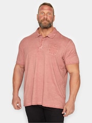 BadRhino Big & Tall Orange 100% Cotton Washed Jersey Polo Shirt - Image 1 of 5