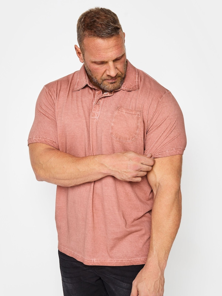 BadRhino Big & Tall Orange 100% Cotton Washed Jersey Polo Shirt - Image 2 of 5