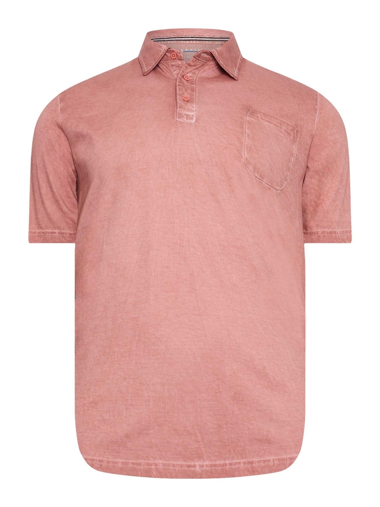 BadRhino Big & Tall Orange 100% Cotton Washed Jersey Polo Shirt - Image 4 of 5