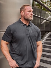 BadRhino Big & Tall Grey 100% Cotton Washed Jersey Polo Shirt - Image 1 of 4