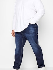 BadRhino Big & Tall Dark Blue Washed Denim Jeans - Image 1 of 5