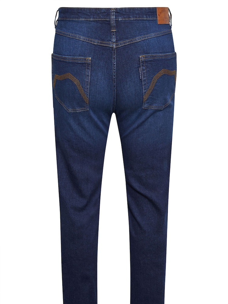 BadRhino Big & Tall Dark Blue Washed Denim Jeans - Image 5 of 5