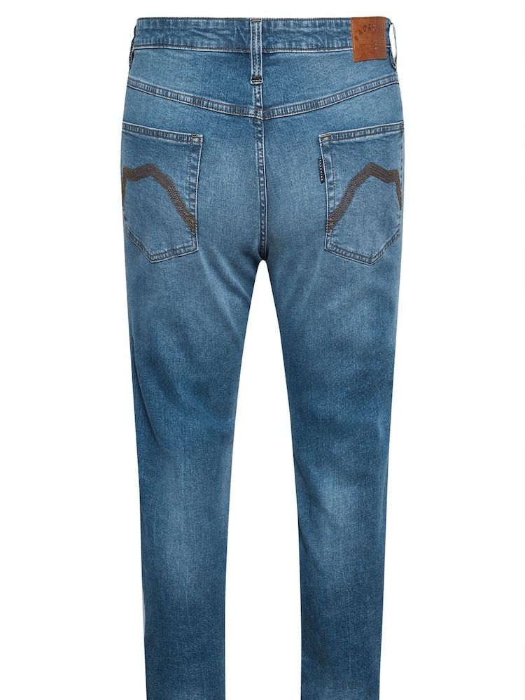 BadRhino Big & Tall Mid Blue Washed Denim Jeans - Image 6 of 6 BadRhino Big & Tall Mid Blue Washed Denim Jeans - Image 6 of 6