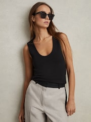 Reiss Black Courtney Scoop Neck Vest - Image 3 of 6