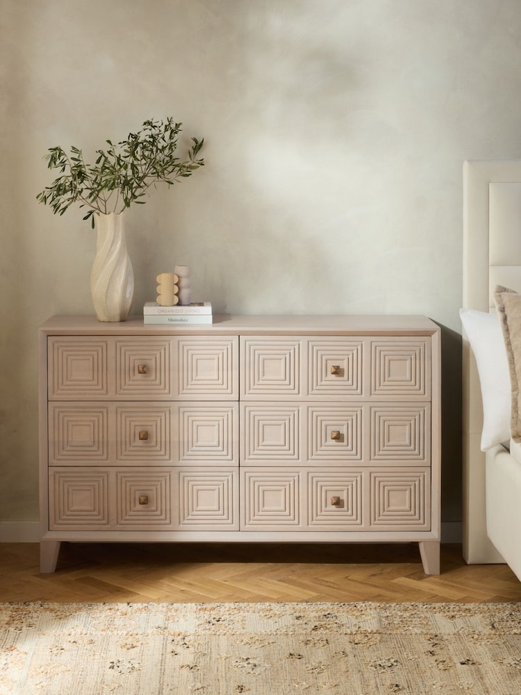 Light Grey Thalia Solid Mango Wood 6 Drawer Wide Chest of Drawers - Image 2 of 9